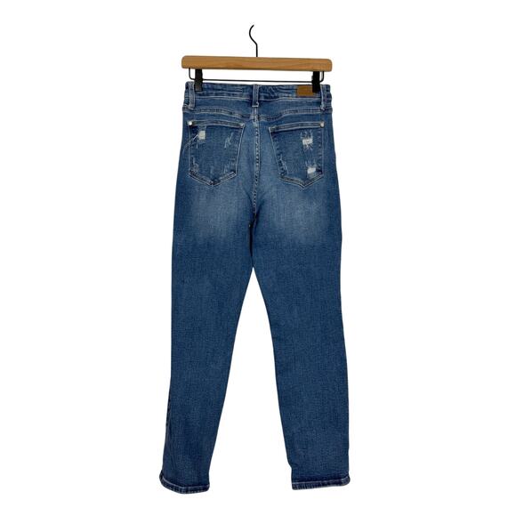 Judy Blue Jeans Size 5/27 Blue Denim Rainbow Embroidered High Rise Distressed - Picture 3 of 12